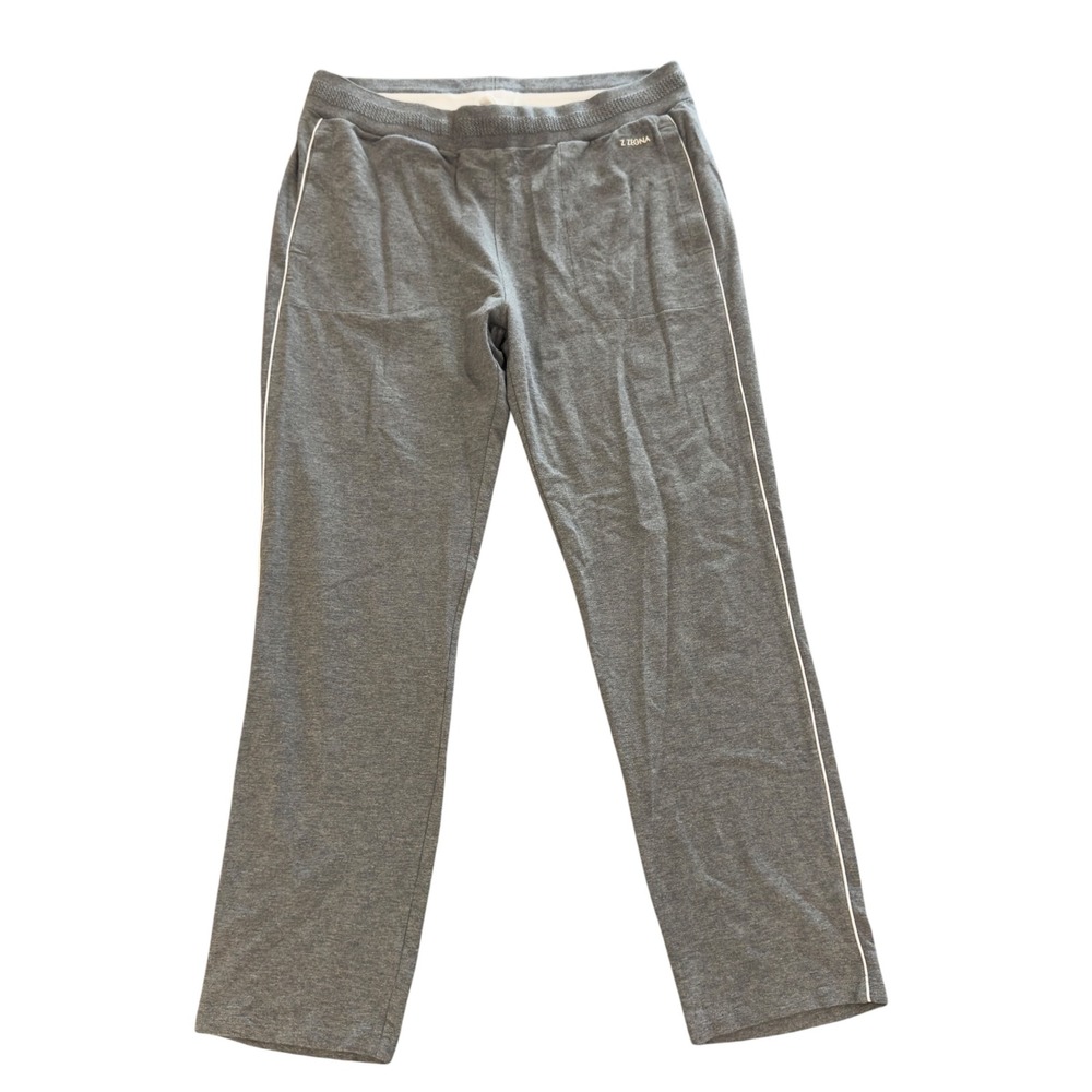 Z Zegna Men's XXL Gray/White Viscose Cotton Striped Lounge Track Sweatpants euc
